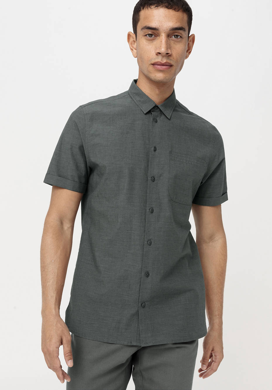 Kurzarm-Hemd Regular Fit aus Bio-Baumwolle mit Hanf und Yak