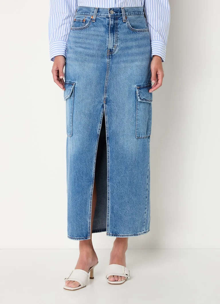 Fustă lungă din denim Levi's cu crăpătură