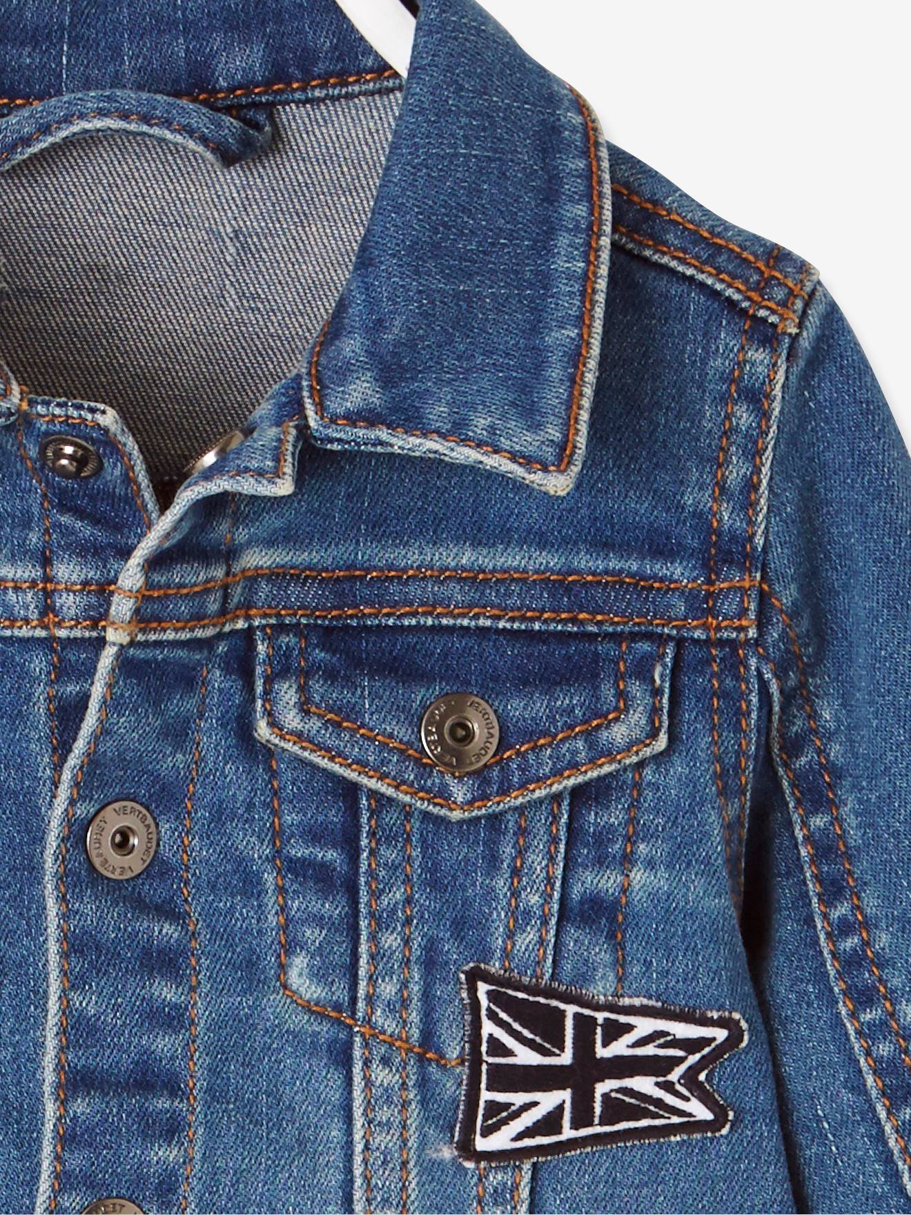 Veste en jean bébé garçon drapeau anglais denim stone