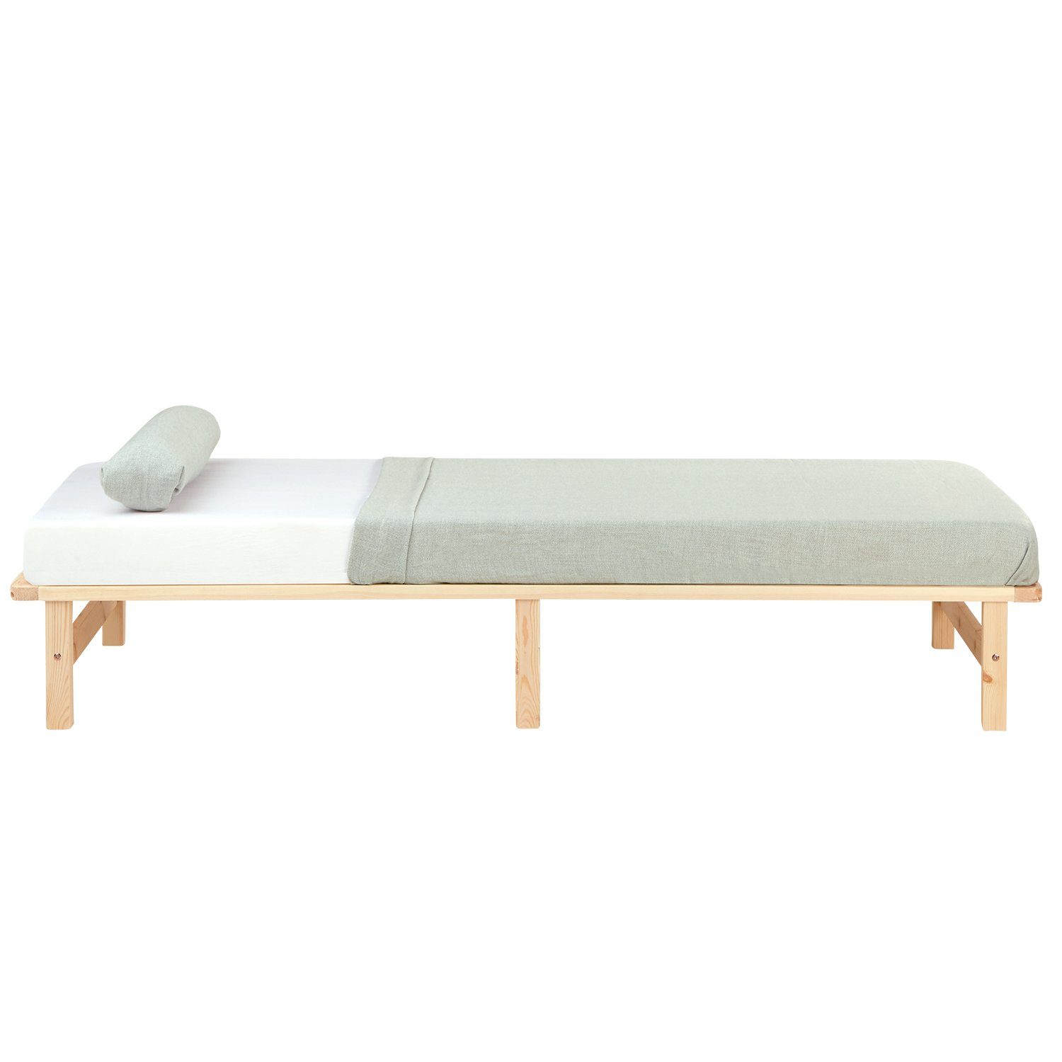 Homestyle4u Holzbett Palettenbett Massivholzbett Futonbett Palettenmöbel Bett Natur Weiß (Kein Set)