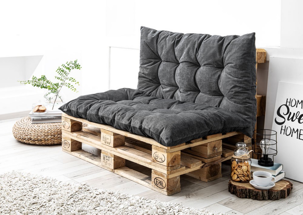 Bella Casa Chillkissen 2er Pack, ca. 70 x 120 cm, Anthrazit