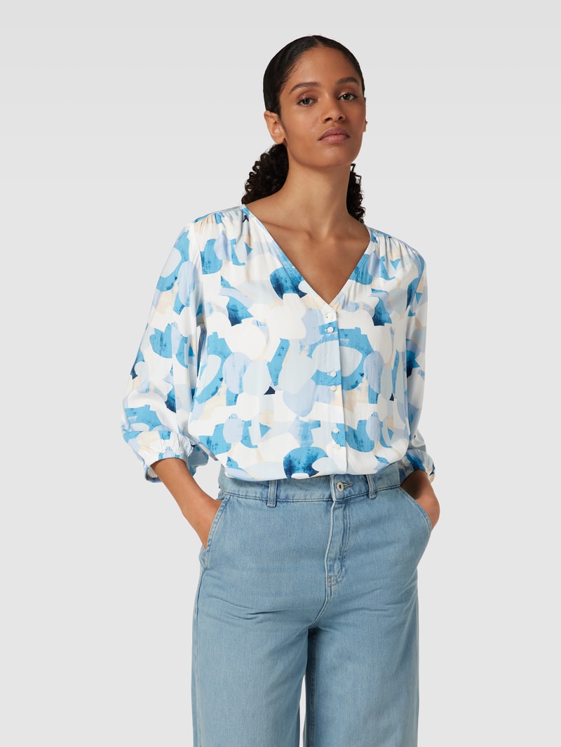 Bluse aus reiner Viskose mit Allover-Muster in hellblau