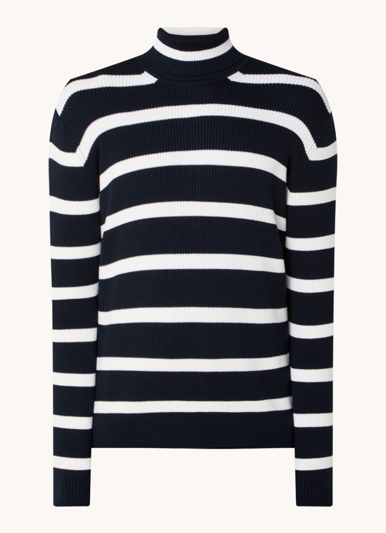 Emporio Armani Fine-knit sweater in virgin wool blend with stripe print