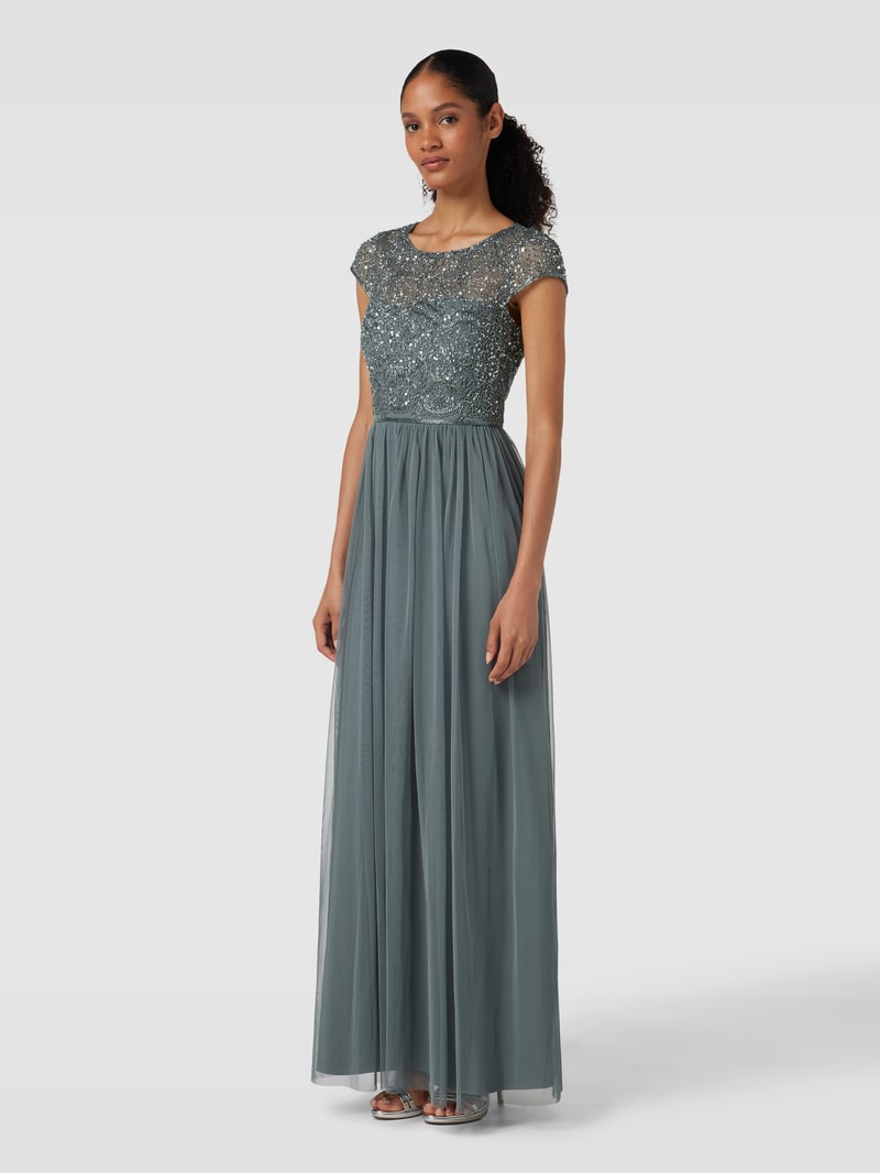 Abendkleid mit Ziersteinbesatz in bottle