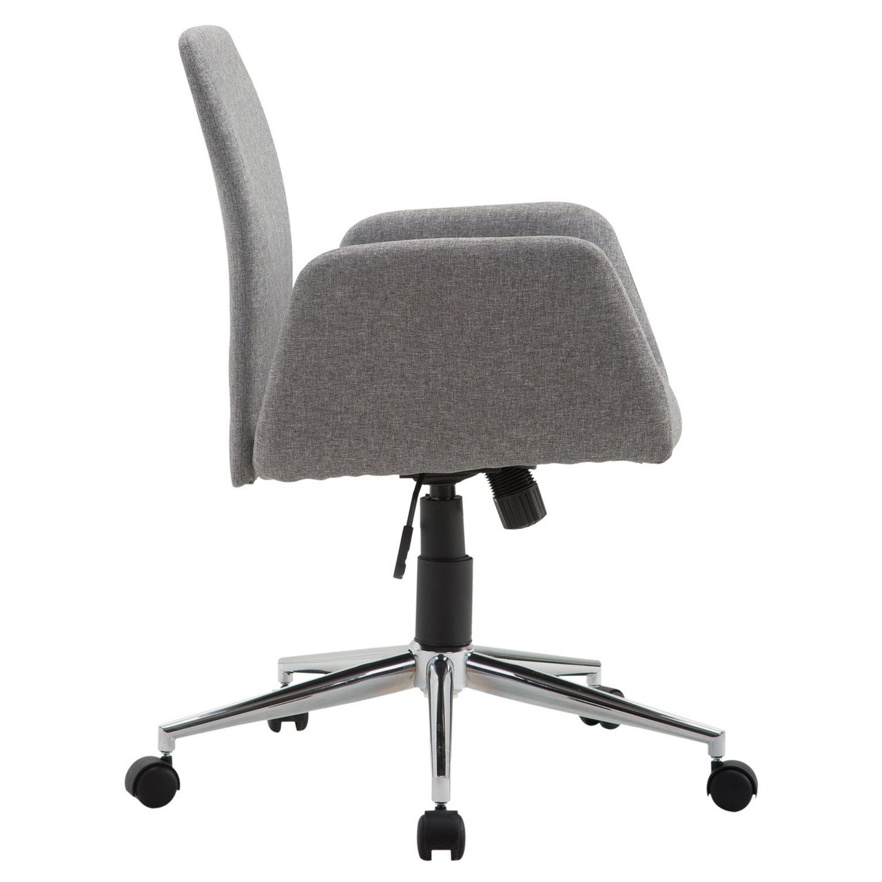 HOMCOM Bürostuhl Drehstuhl Bürosessel mit Rädern Armsessel im Nordischen Stil Schreibtischstuhl Edelstahl Leinenimitat Grau 61 x 58 x 88-97,5 cm