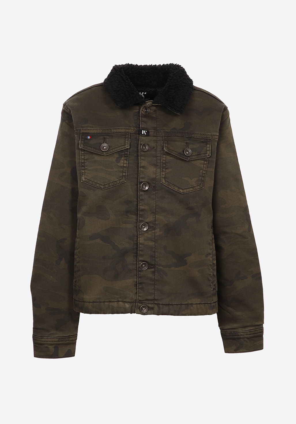 SAZER  Veste en jean kaki camouflage Garçon