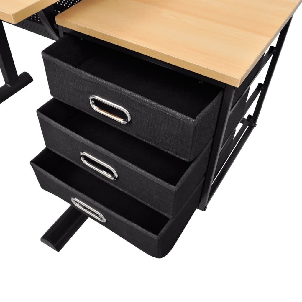 vidaXL Schreibtisch Schreibtisch Zeichentisch mit neigbarer Tischplatte 3 Schubladen und H