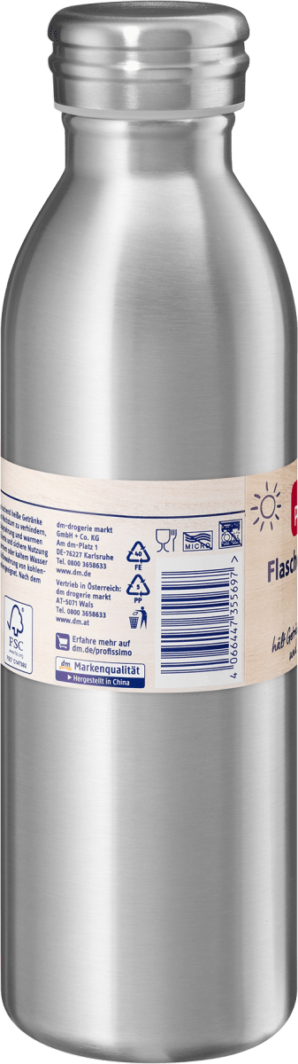 Flasche aus Edelstahl 600ml Edelstahlfarben, 1 St