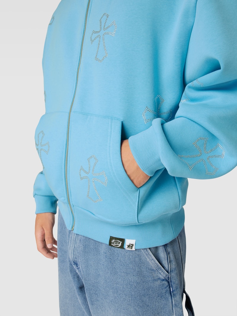 Sweatjacke mit Label-Detail in hellblau