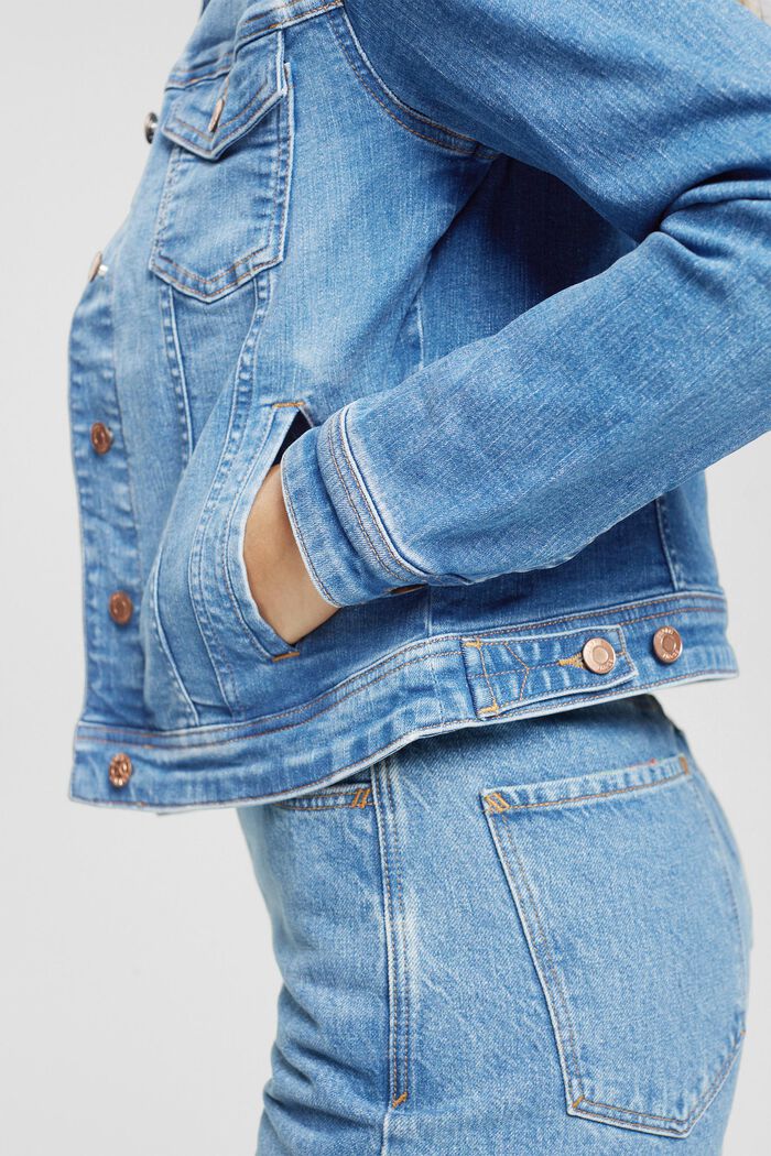 Jeansjacke im Used-Look, Organic Cotton