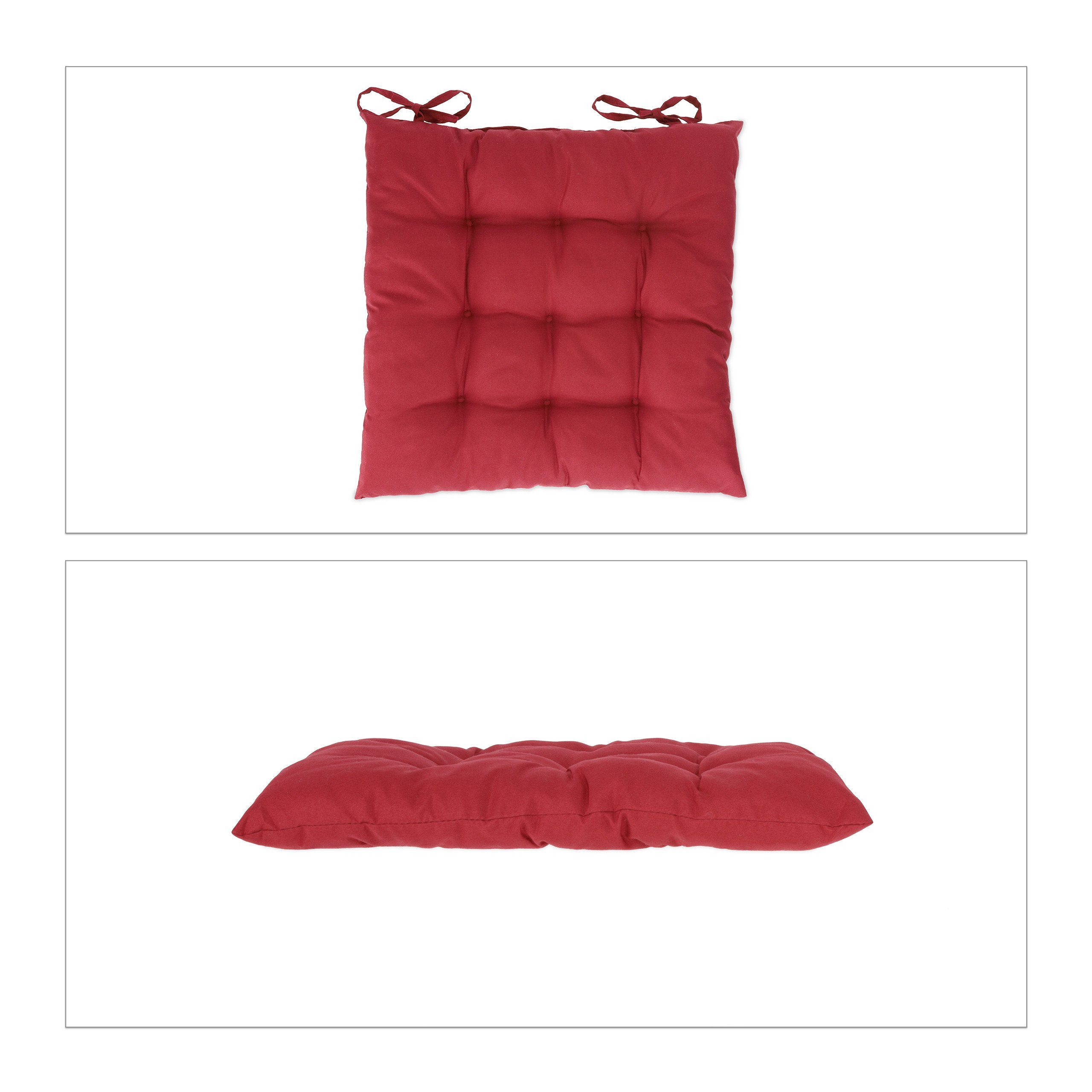 relaxdays Stuhlkissen 4er Set Stuhlkissen rot