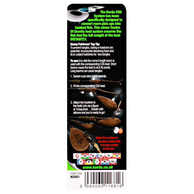Korda COG Kit for Flat Distance Swivel Bleisystem