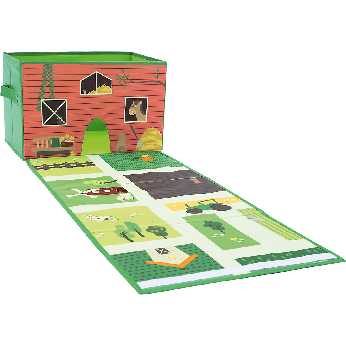 Spielzeugkiste mit Spielteppich, Bauernhof