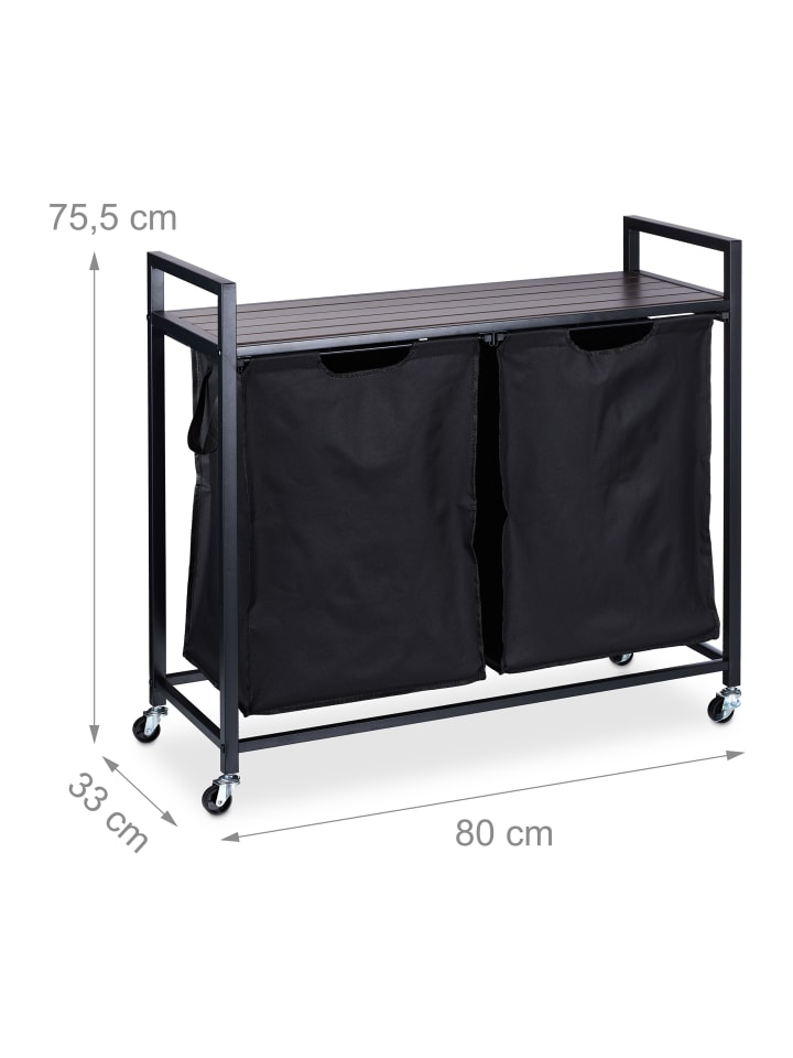 relaxdays Wäschekorbregal in Schwarz/ Braun - (B)80 x (H)75,5 x (T)33 cm günstig kaufen onesize