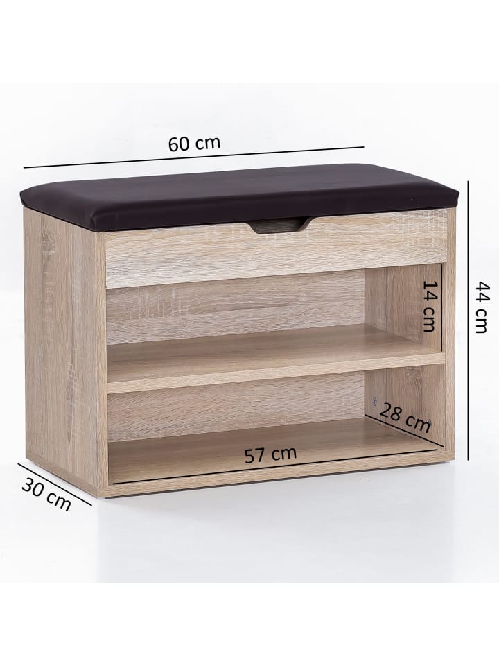KADIMA DESIGN Schuhbank mit Sitzfläche Garderoben-Bank Holz 60 x 40 x 30 cm, in Sonoma günstig kaufen onesize