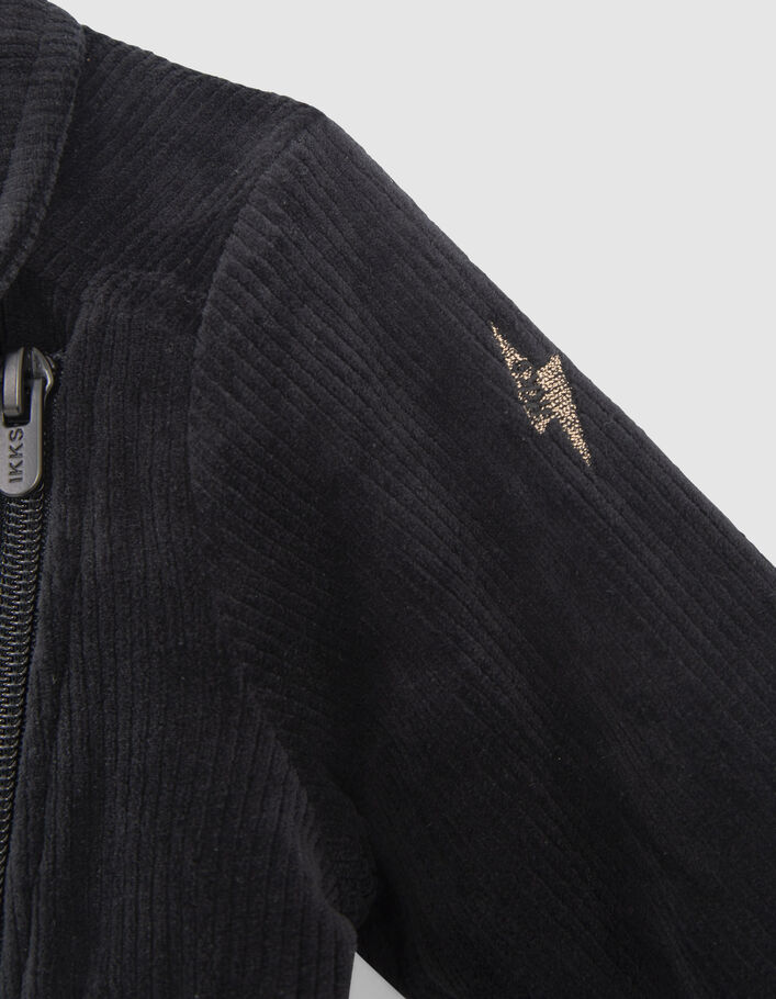Cardigan noir esprit motard velours côtelé fille
