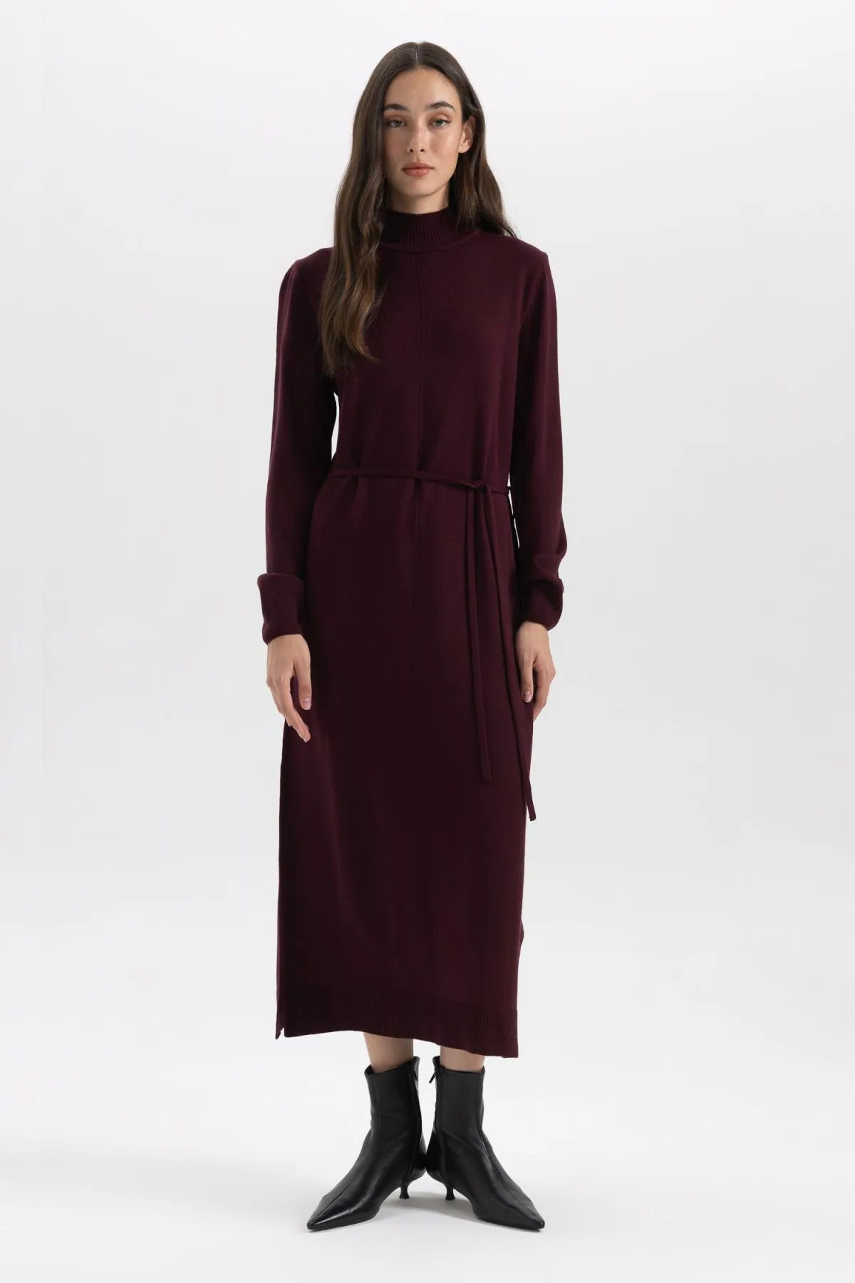 DeFacto  Langärmliges Maxi-Strickkleid mit halbem Rollkragen