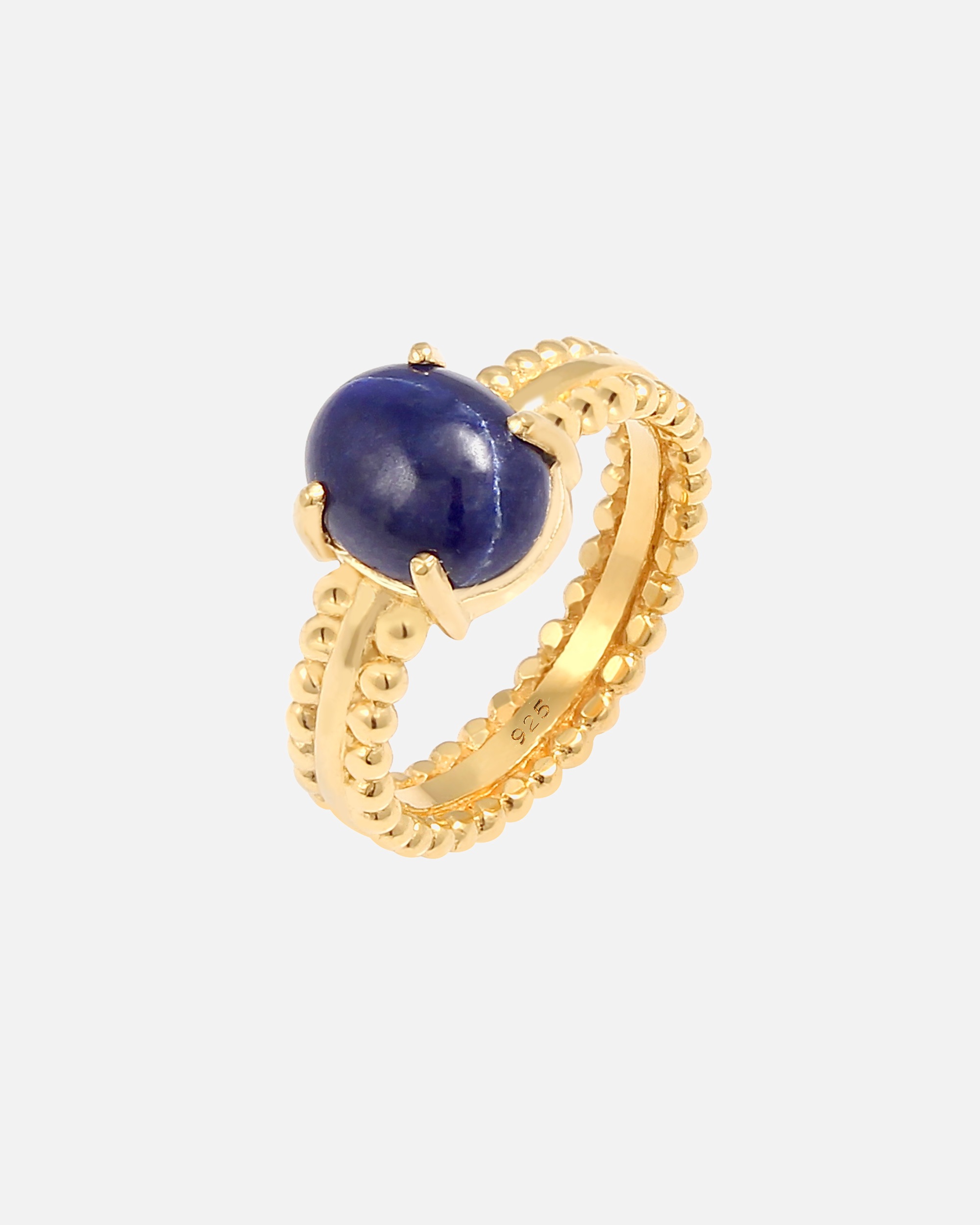 Elegantný dámsky prsteň Elli PREMIUM s kameňom Lapis Lazuli zo striebra 925/1000 a pozlátený zlatom