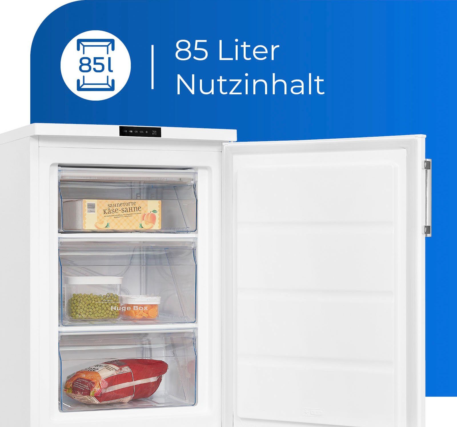 exquisit Gefrierschrank GS81-HE-010D weiss, 85,0 cm hoch, 56,0 cm breit