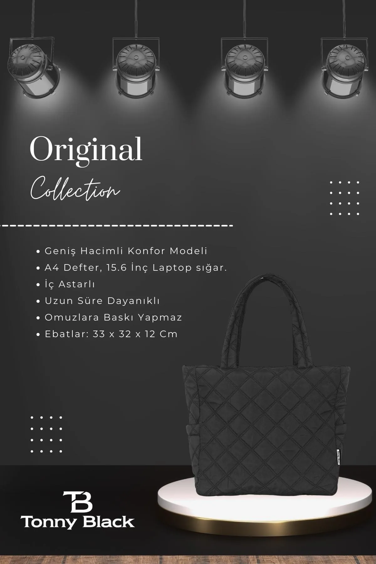 Tonny Black  Original großvolumige Damen-Komfortmodell mit Reißverschluss, gesteppter Tragetasche, aufblasbarer Shopper-Griff