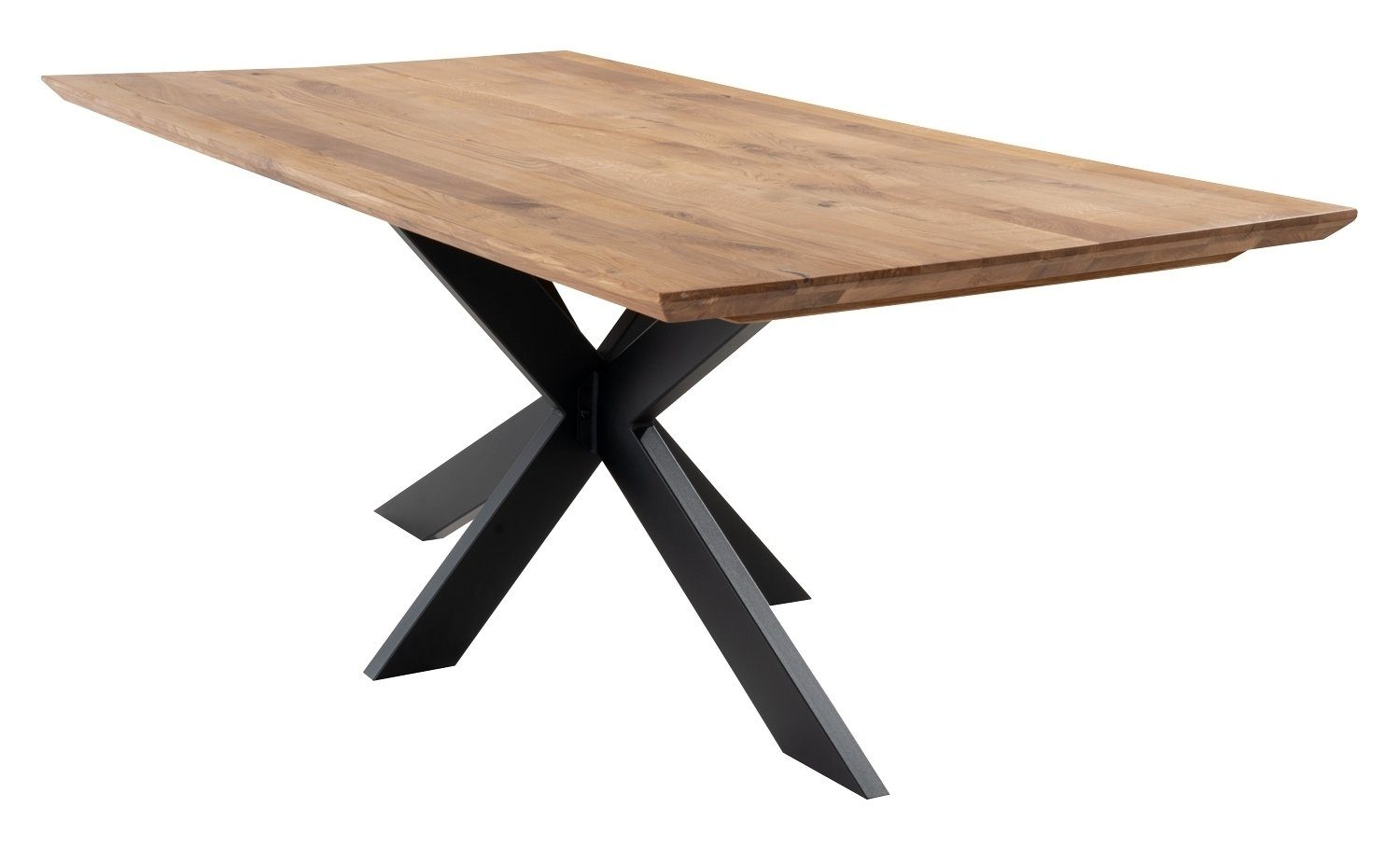 G+K Möbelvertriebs GmbH Esstisch CARMANT, 200 x 100 cm, Wildeiche massiv geölt, Doppel X-Gestell aus Metall