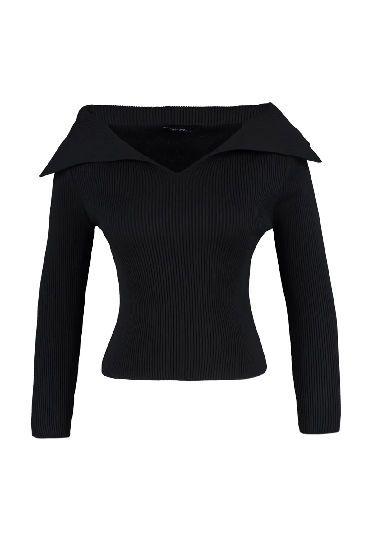 Trendyol Collection  Schwarzer Strickpullover mit Kragendetail TWOAW22KZ0993