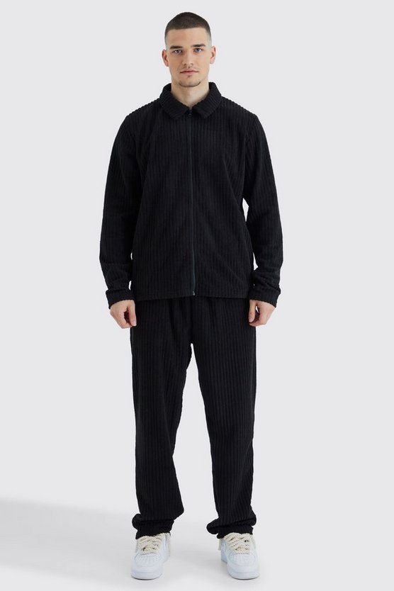 Tall gerippte Harrington-Jacke & Hose
