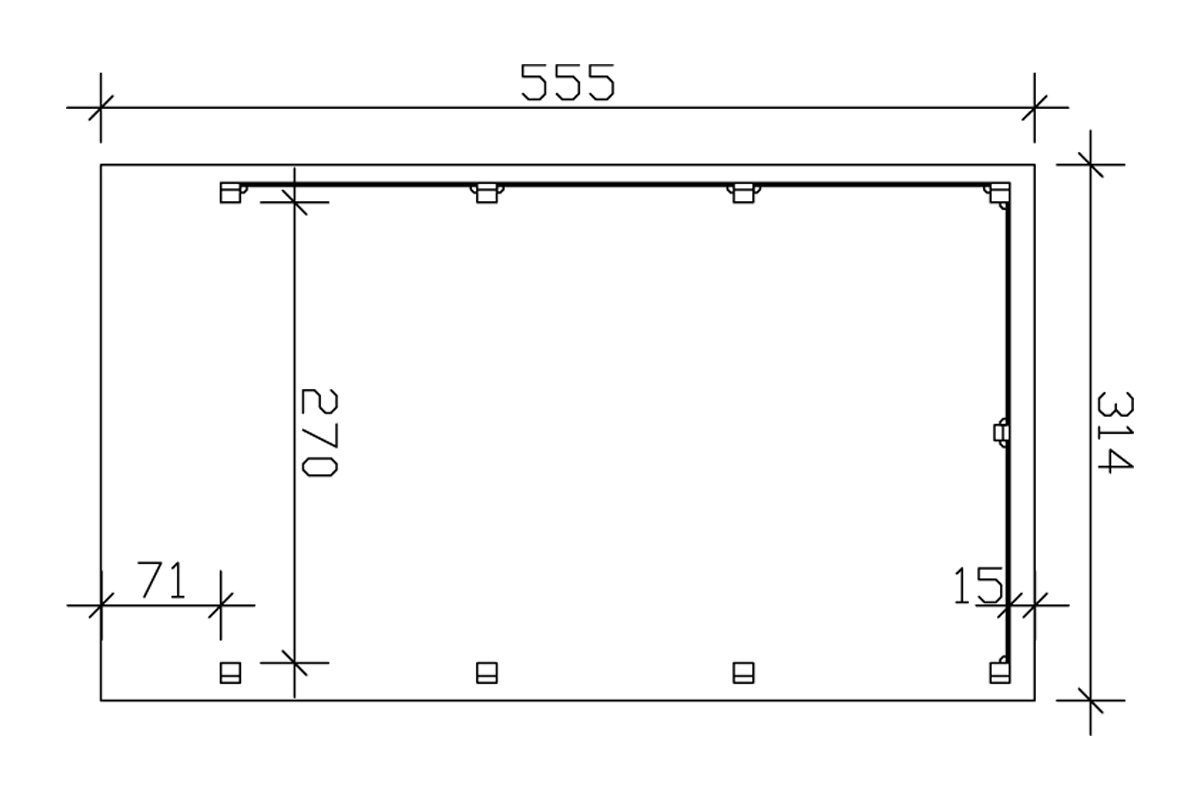 Skanholz Einzelcarport Friesland Set 1, BxT: 314x555 cm, 221 cm Einfahrtshöhe