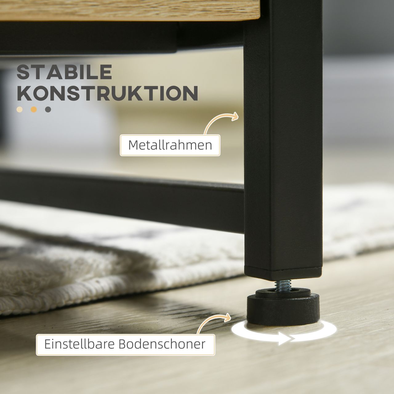 HOMCOM Couchtisch, Beistelltisch mit Schublade, Kaffeetisch mit Stauraum Eiche