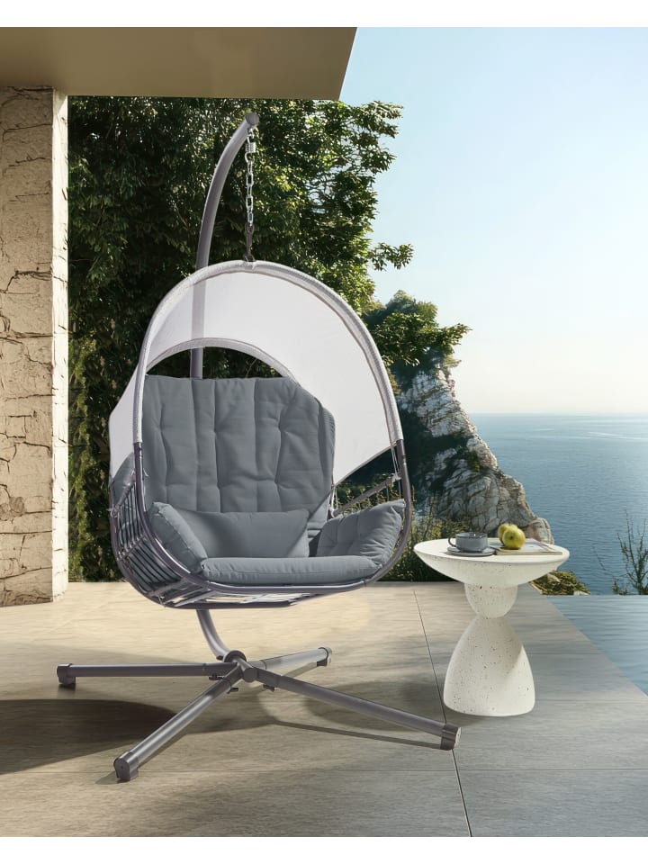 Beliani Hängesessel ALVIANO in Grau - (W) 98 x (H) 196 x (L) 136 cm günstig kaufen onesize