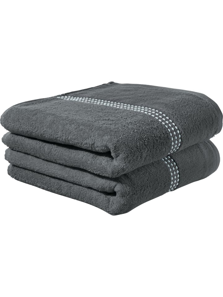 Erwin Müller Duschtuch 2er-Pack Mannheim in anthrazit günstig kaufen 70 x 140 cm