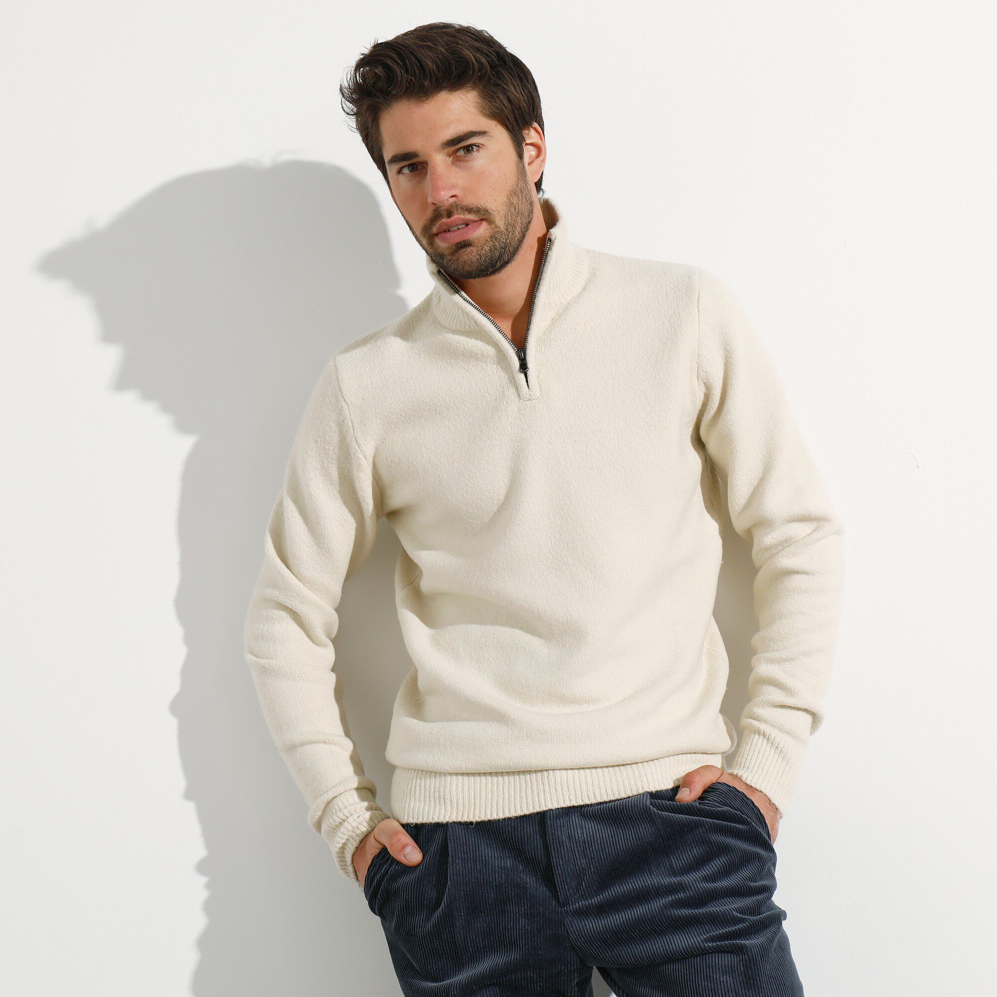 Pull col montant zippé en jersey avec polyester recyclé(1)