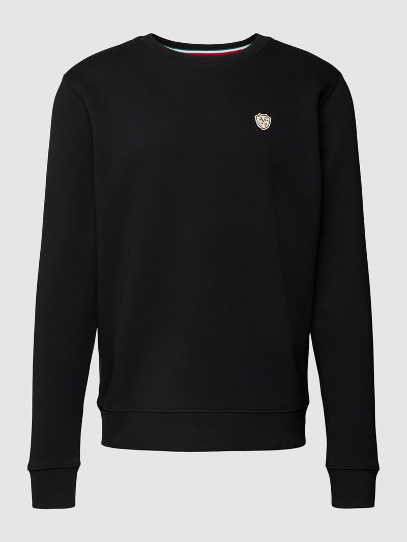 Sweatshirt mit Label-Detail Modell 'Nico' in schwarz