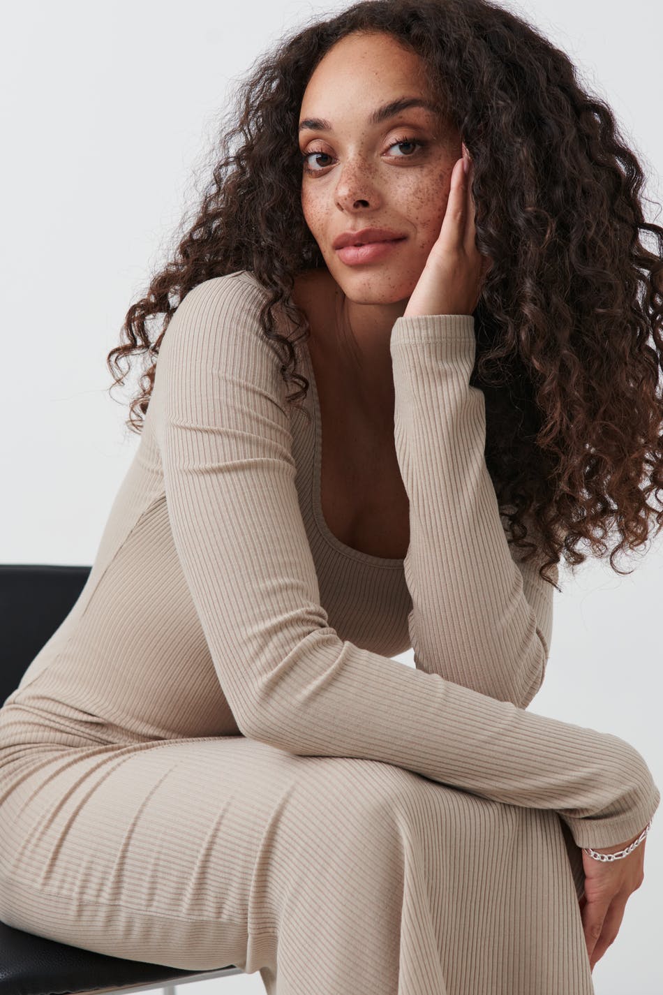 Long sleeve rib dress