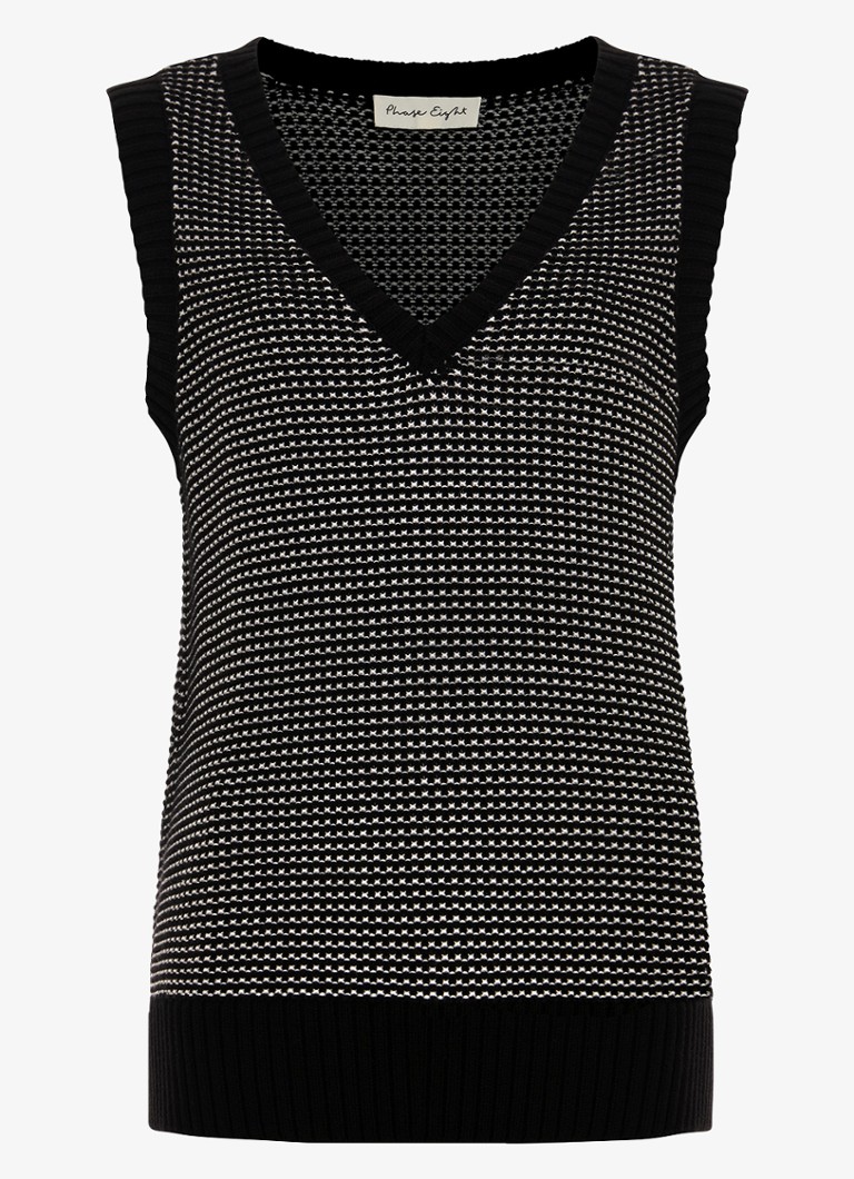 Phase Eight Zoe top in linen blend with knitted pattern