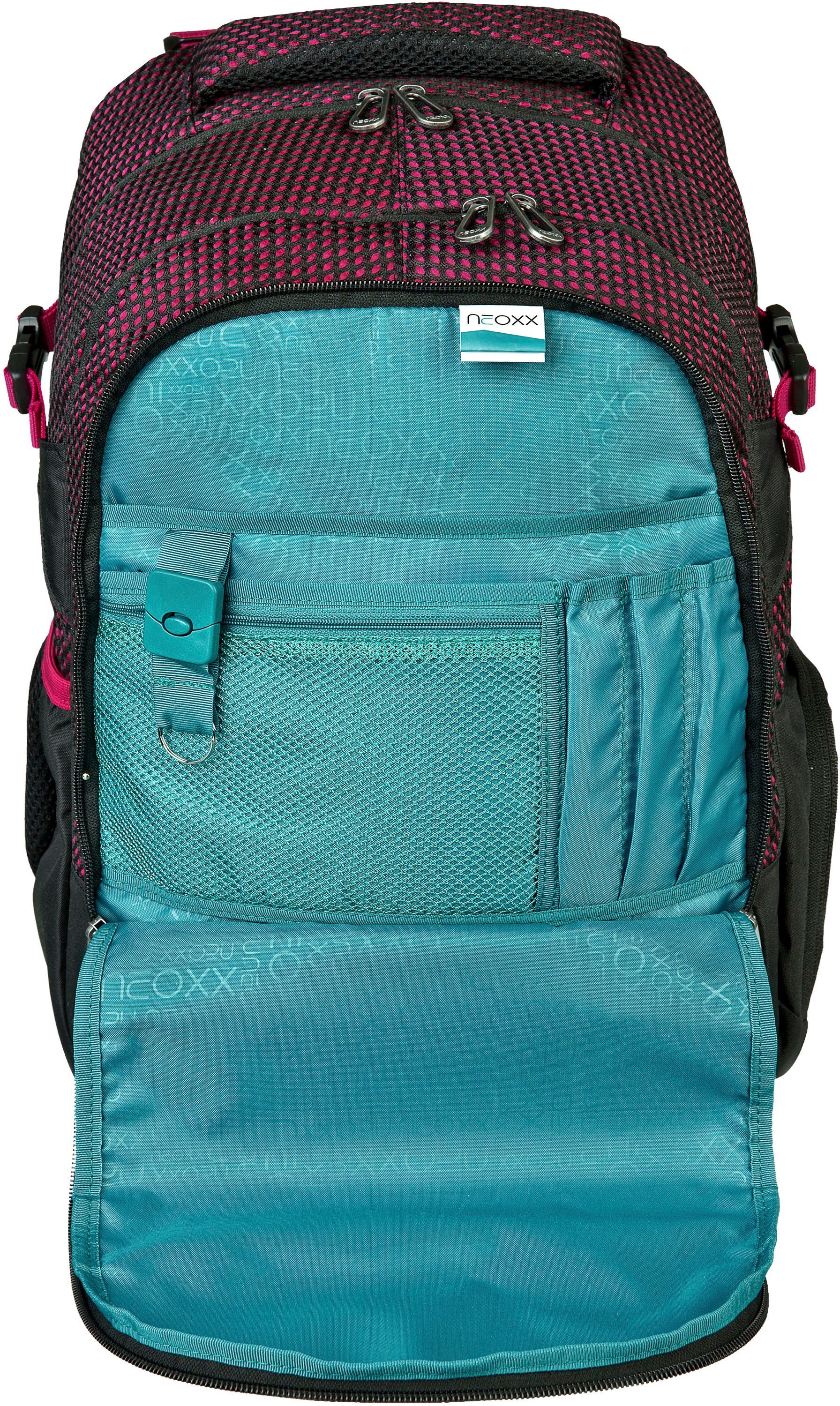 neoxx Schulrucksack Active, Crazy in Mesh, aus recycelten PET-Flaschen