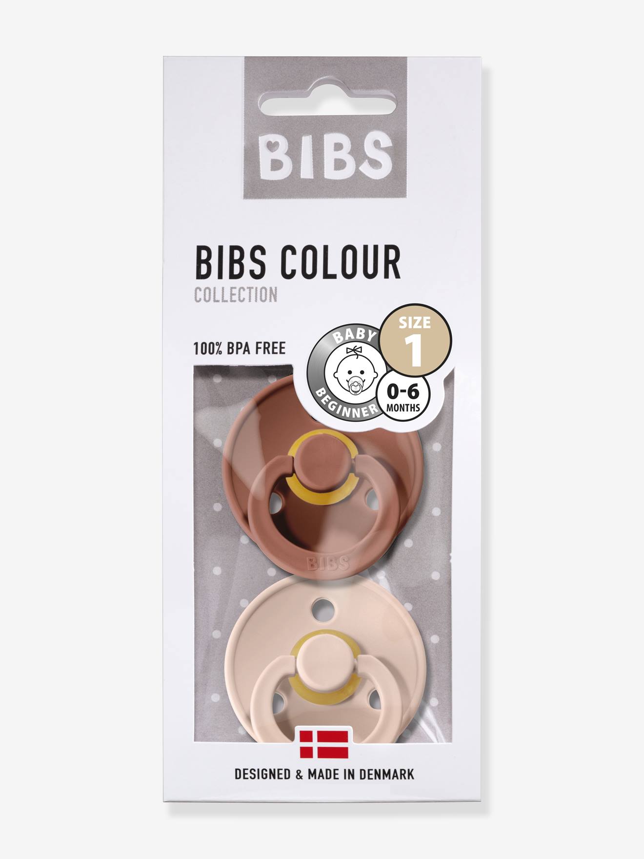 Bibs 2 Beruhigungssauger COLOUR BIBS, Gr. 1 (0-6 Monate) - ziegel+zartrosa