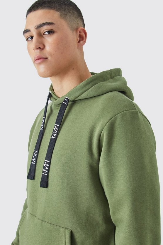 Man Branded Drawcord Detail Hooded Tracksuit