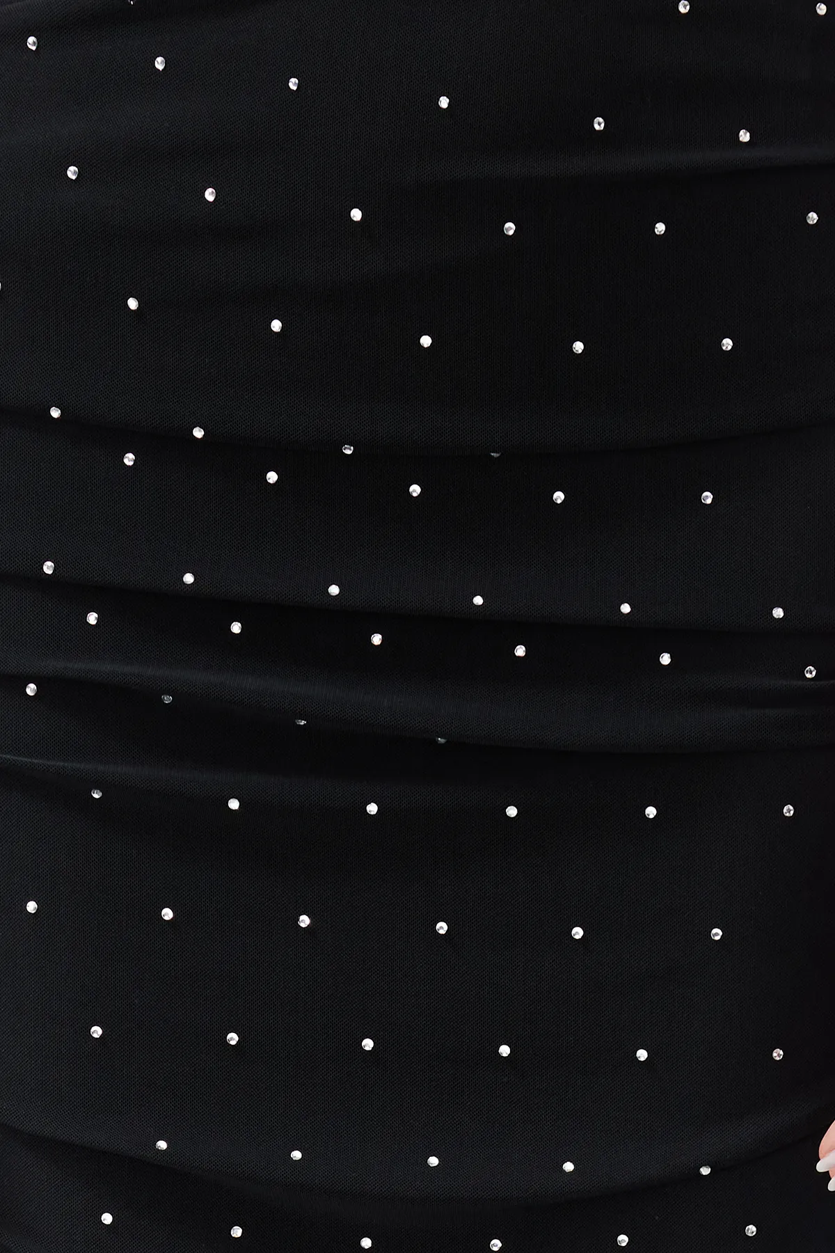 Trendyol Collection  Schwarzer, glänzender, juwelenbesetzter langer Strickrock TPRSS24ET00008