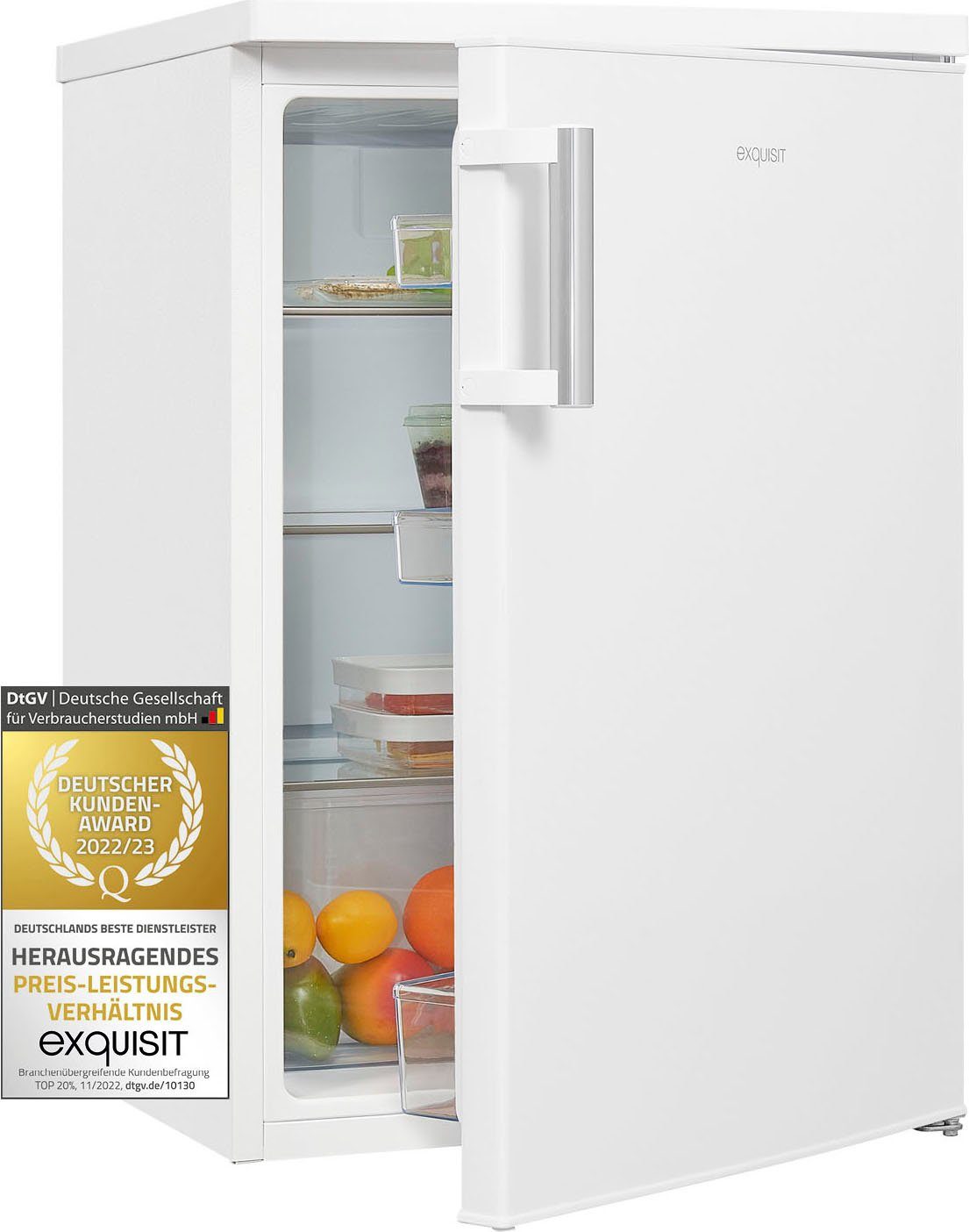 exquisit Kühlschrank KS16-V-H-010D weiss, 85,5 cm hoch, 56 cm breit