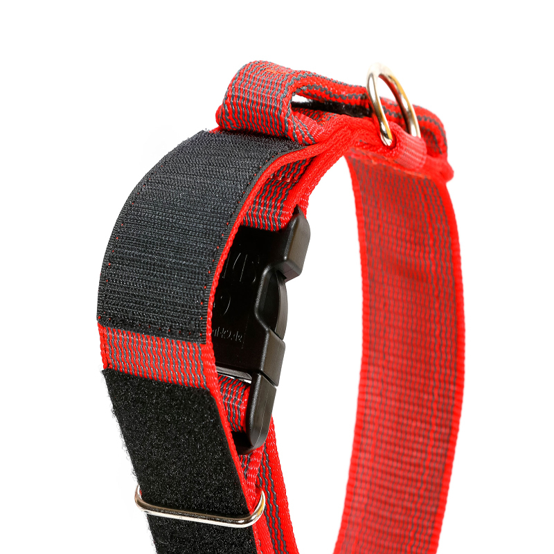 JULIUS-K9 Hundehalsbänder JULIUS-K9 Halsband mit Griff 50mm rot/ grau