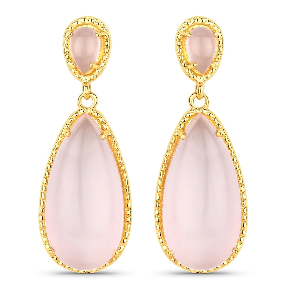 Rafaela Donata Boucles doreilles Argent sterling Quartz rose en Or jaune Bijoux