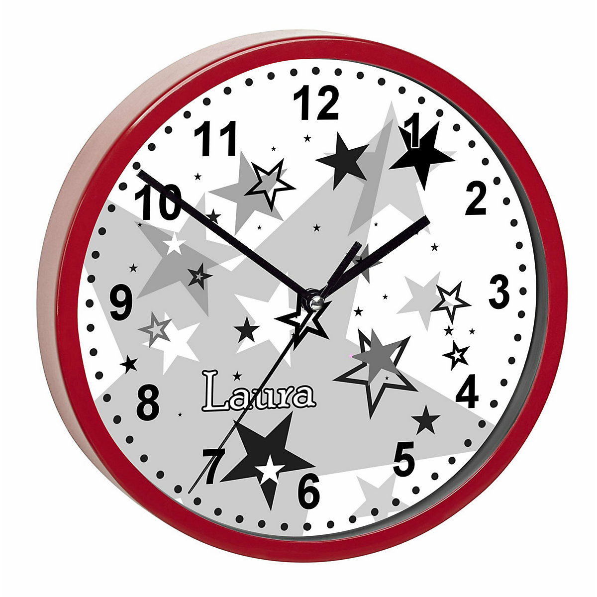 Kinder Wanduhr personalisiert mit Name Sternenhimmel Schwarz