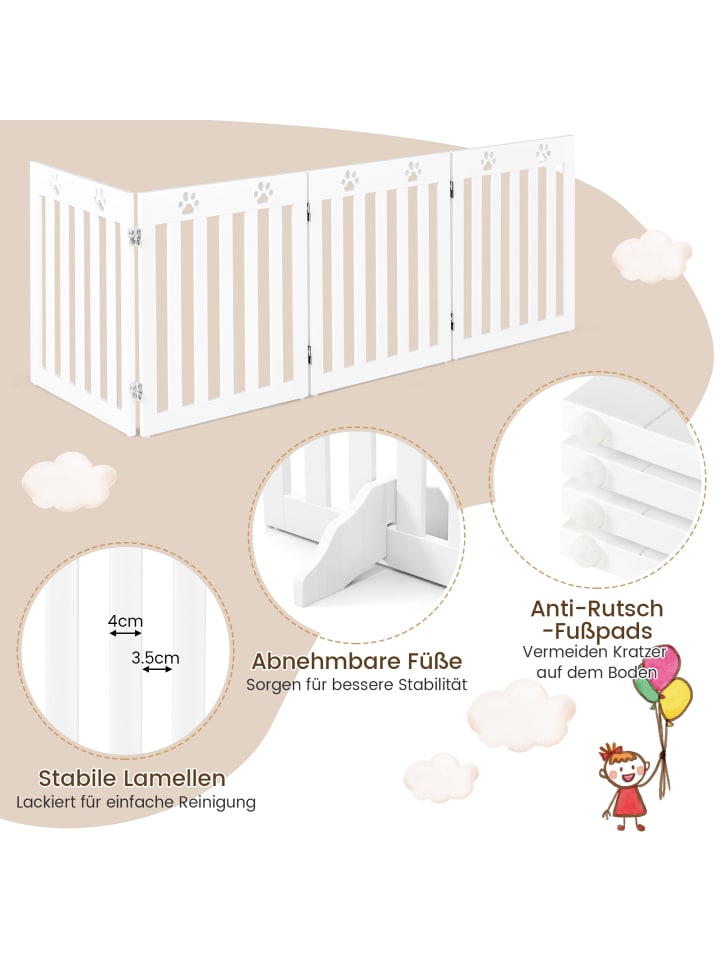 COSTWAY Absperrgitter Hunde 4 Paneelen 60cm in Weiß günstig kaufen onesize