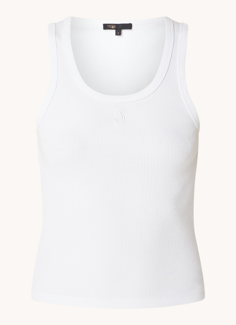 Maje Tanktop with ribbed structure and logo embroidery