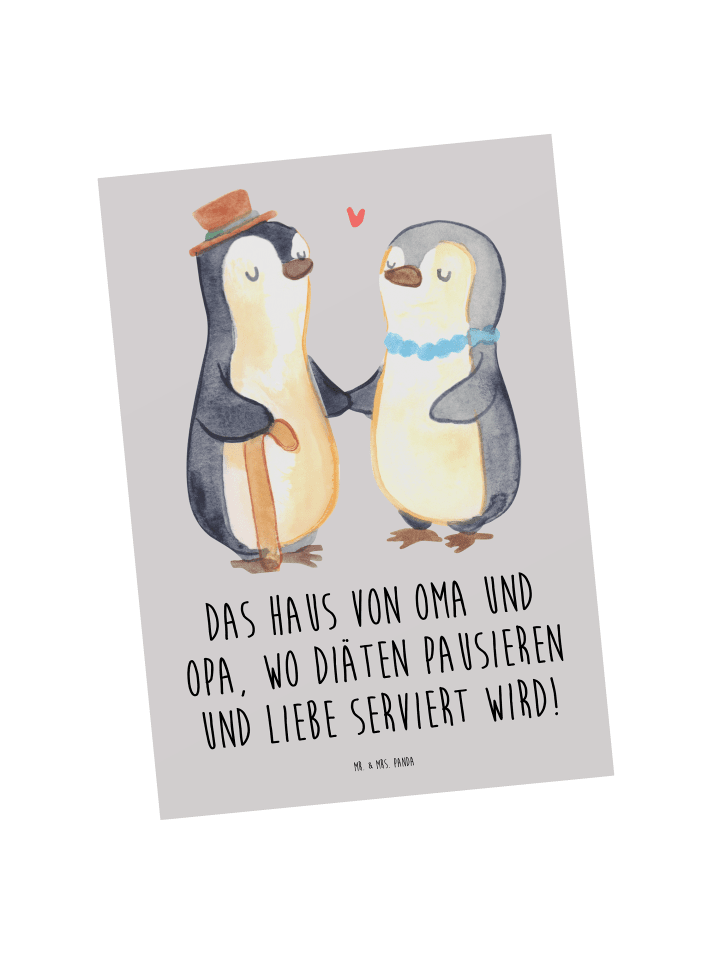 Mr. & Mrs. Panda Postkarte Großelternliebe mit Spruch in Grau Pastell günstig kaufen onesize