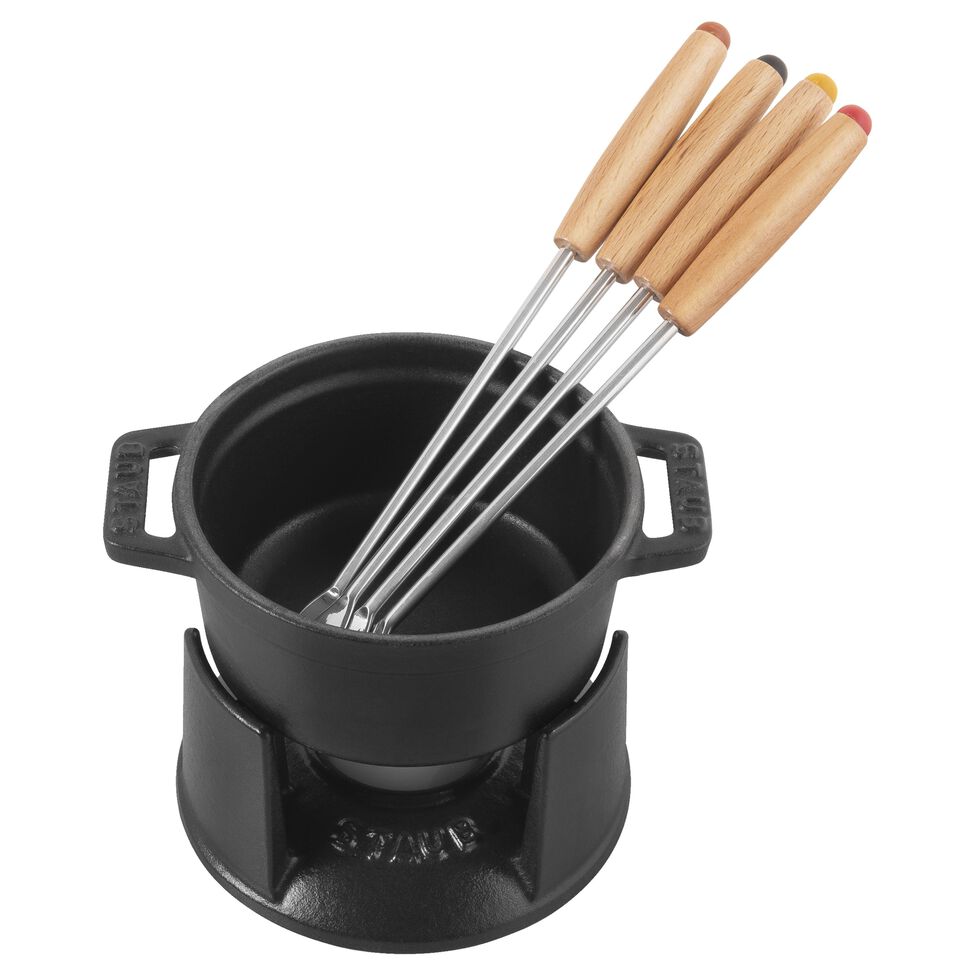 Mini Fondue Set 10 cm, Schwarz