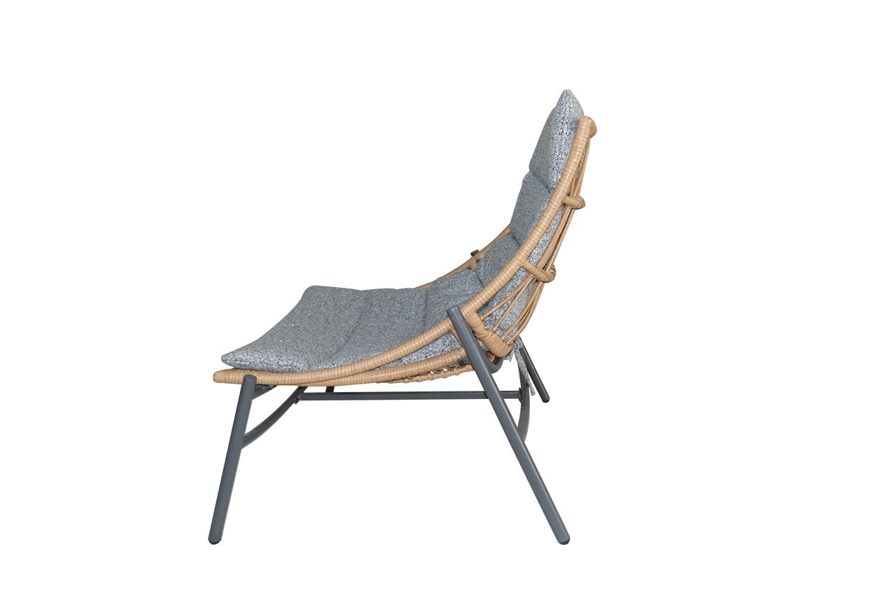 Happy Home Happy Home 3 tlg. Rattan Gartenset mit Sitzkissen HGS52-GRA, grau