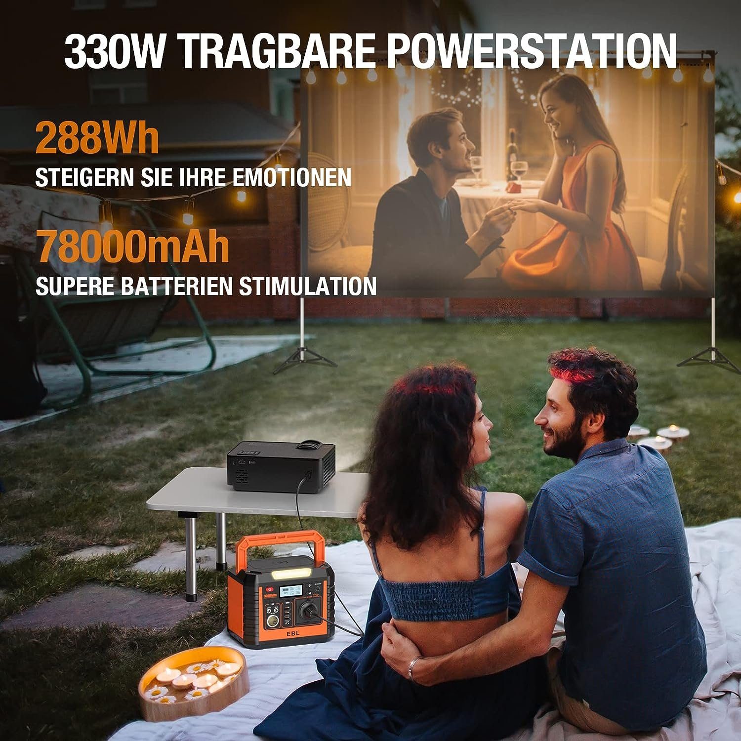 EBL Stromerzeuger 330W Tragbarer Powerstation mit Solarpanel,288Wh Stromerzeuger, (1-tlg), für Outdoor Camping