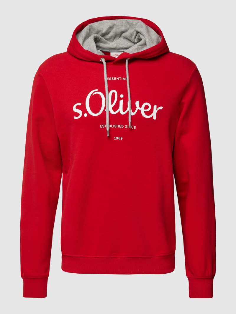 Hoodie mit Logo-Print und Kapuze mit Tunnelzug in rot